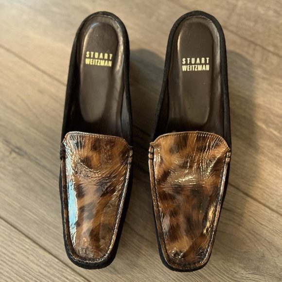 Stuart Weitzman Shoes - Vintage STUART WEITZMAN Bedrock Cheetah Print Suede Slingback Mules Size 7.5